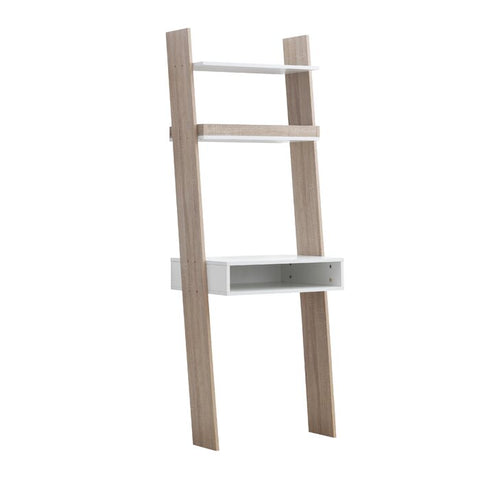 Modern Sonoma Oak Ladder Bookcase (White/Light Brown)